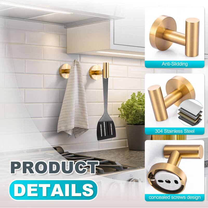 WOWOW Stainless Steel J-Hook Robe/Towel Hook 2 PCS