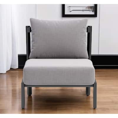HomeRoots 28" Gray And Black Fabric Side Chair - 28' X '31.9' X '33