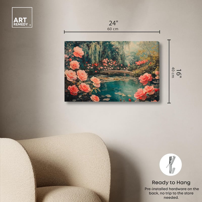 Rose Garden Bridge II Canvas by Art Remedy, Gallery Wrapped