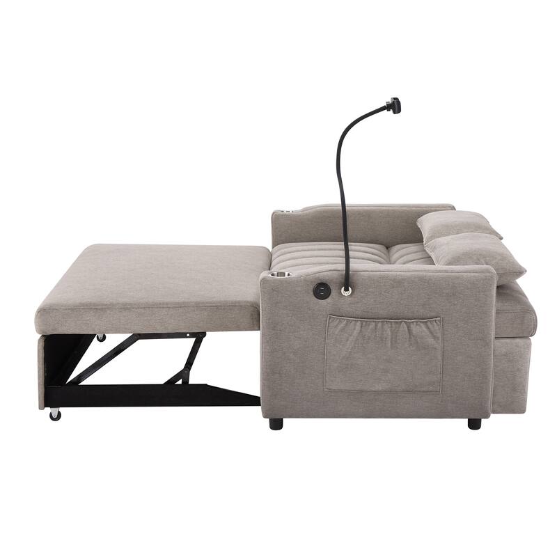 55.9" Convertible Sofa Bed Loveseat Sofa with Three USB Ports