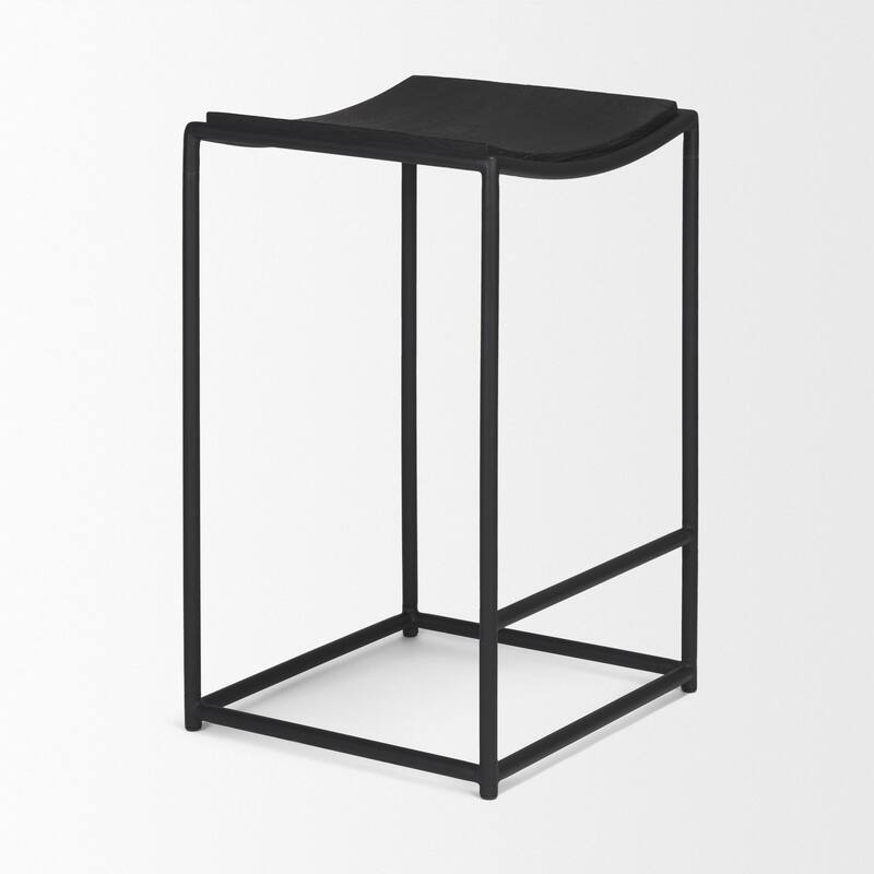 Taniel Textured Black Wood w/ Black Metal Counter Stool - 18.0L x 16.0W x 27.3H