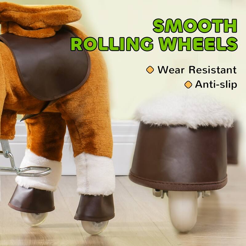 Realistic Ride-On Horse for Kids with Neighing Sounds, Footrests, and Soft Seat - Perfect for Toddlers