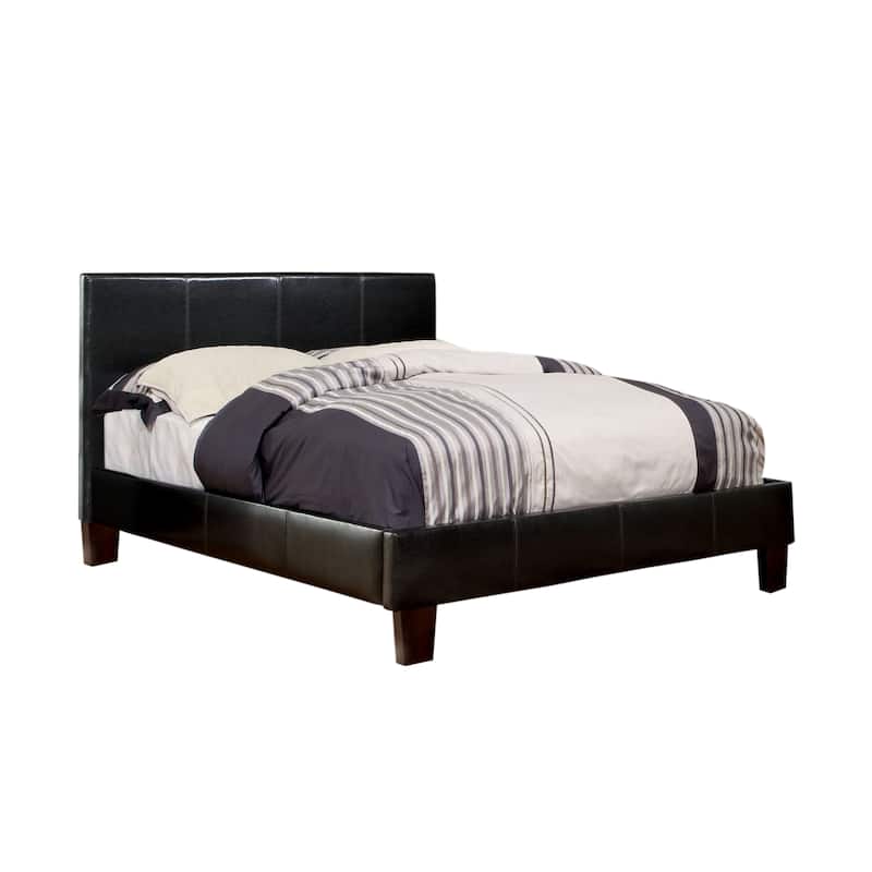 Lala Modern Queen Wood Faux Leather Upholstered Platform Bed by Furniture of America
