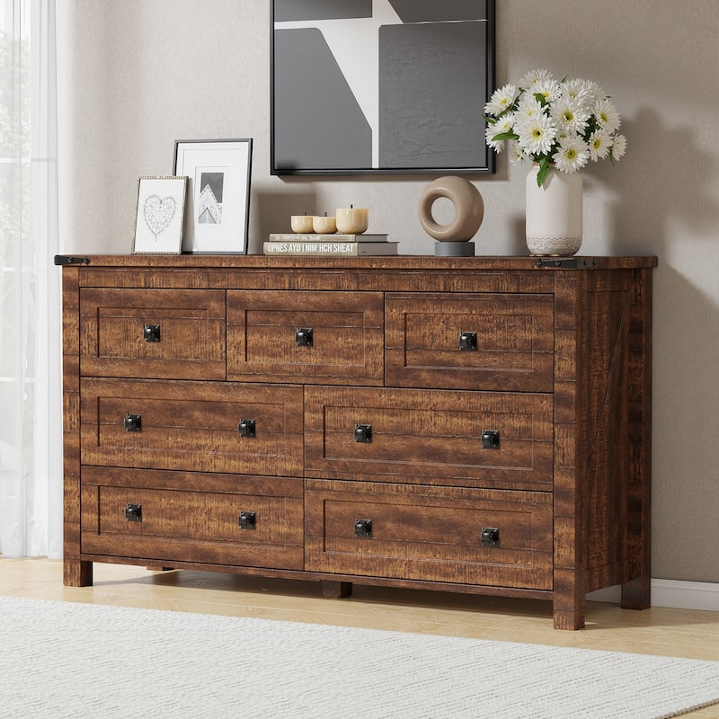 Rustic 7 Drawers Dresser, Wood Chest of Drawers, Dressers Organizer - Reclaimed Barnwood