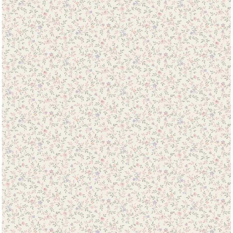 Seabrook Designs Farley All-Over Floral Unpasted Wallpaper - 20.5 in. W x 33 ft. L - Banana & Bubblegum