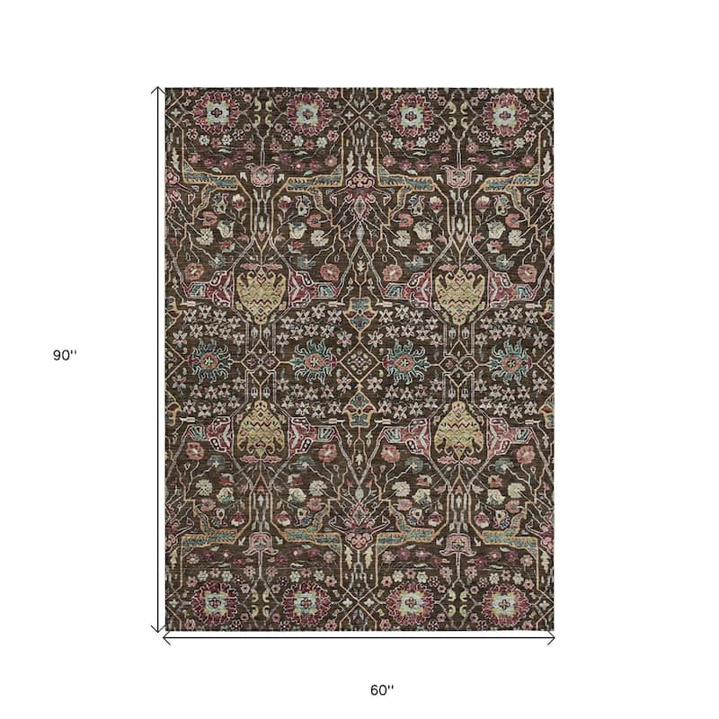 HomeRoots Floral Transitional Rectangle Outdoor Rug