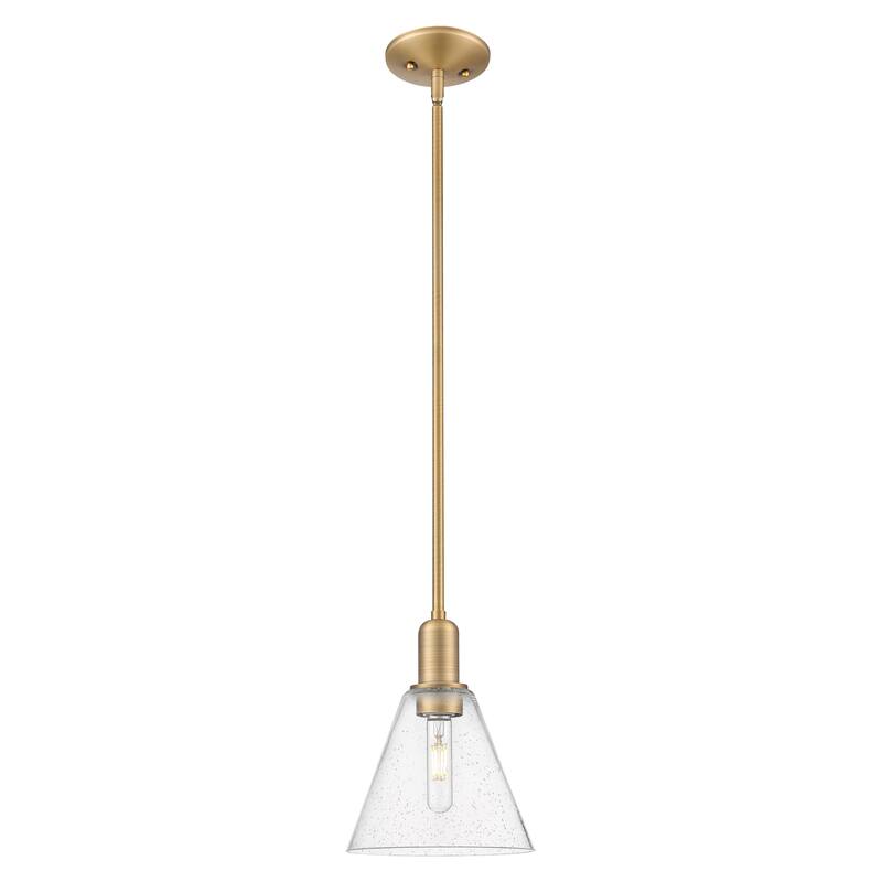 Innovations Lighting Endless Possibilities Arcadia - Berkshire Glass - 1 Light 8" Stem Hung Mini Pendant - Brushed Brass/Seedy