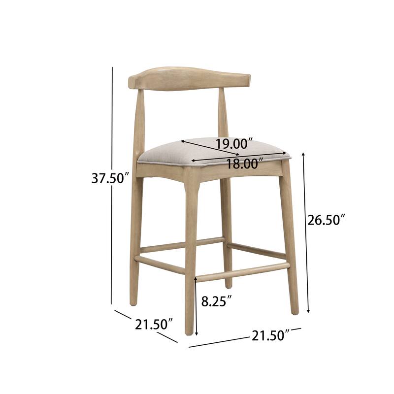 Fabric Bar Stools Set of 2 with Upholstered Seats and Footrest
