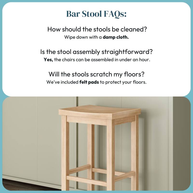 Now Furniture Solid Wood Backless Saddle Seat Bar Height Stool