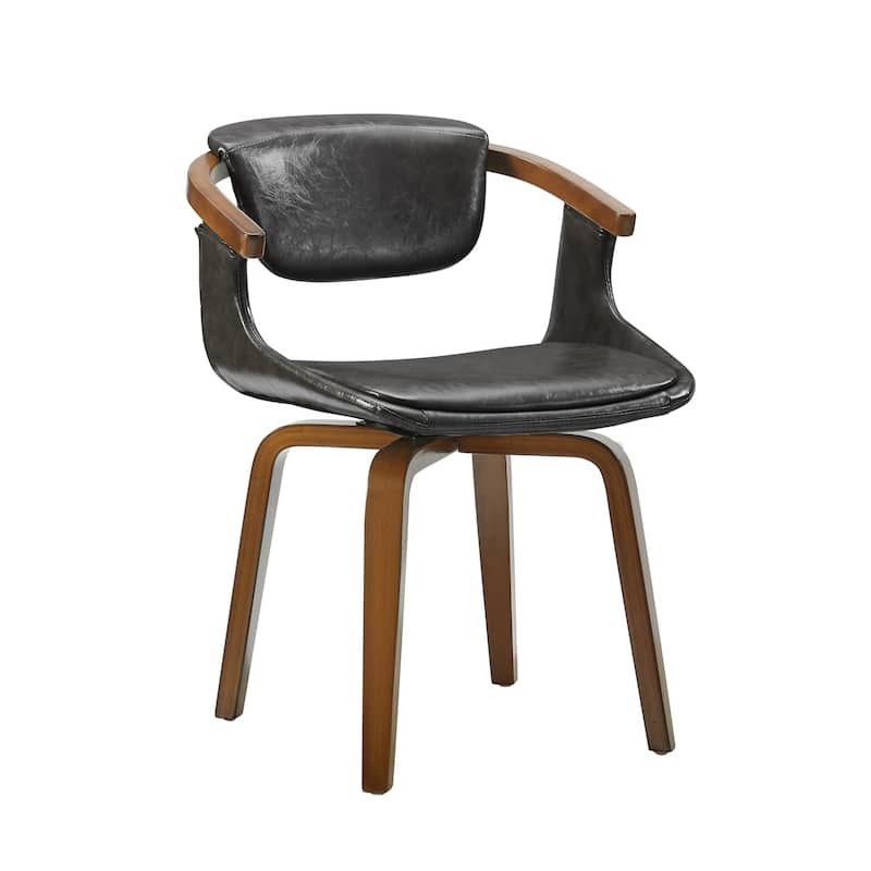 HomeRoots Set of Two Green and Black Upholstered Faux Leather Curved Back Dining Side Chairs