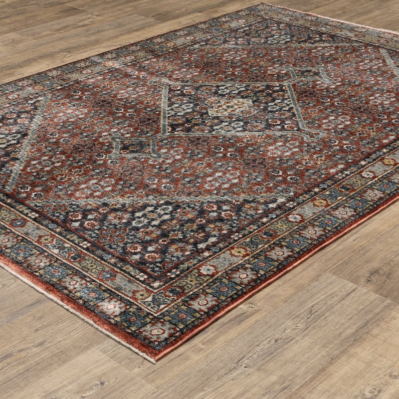 Esme Vintage Medallion Red/ Multi Area Rug