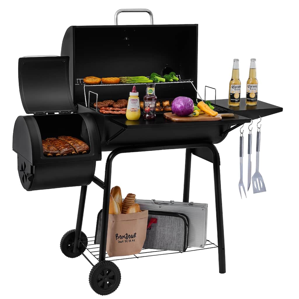 Royal Gourmet CC1830S Charcoal Grill with Offset Smoker,Black