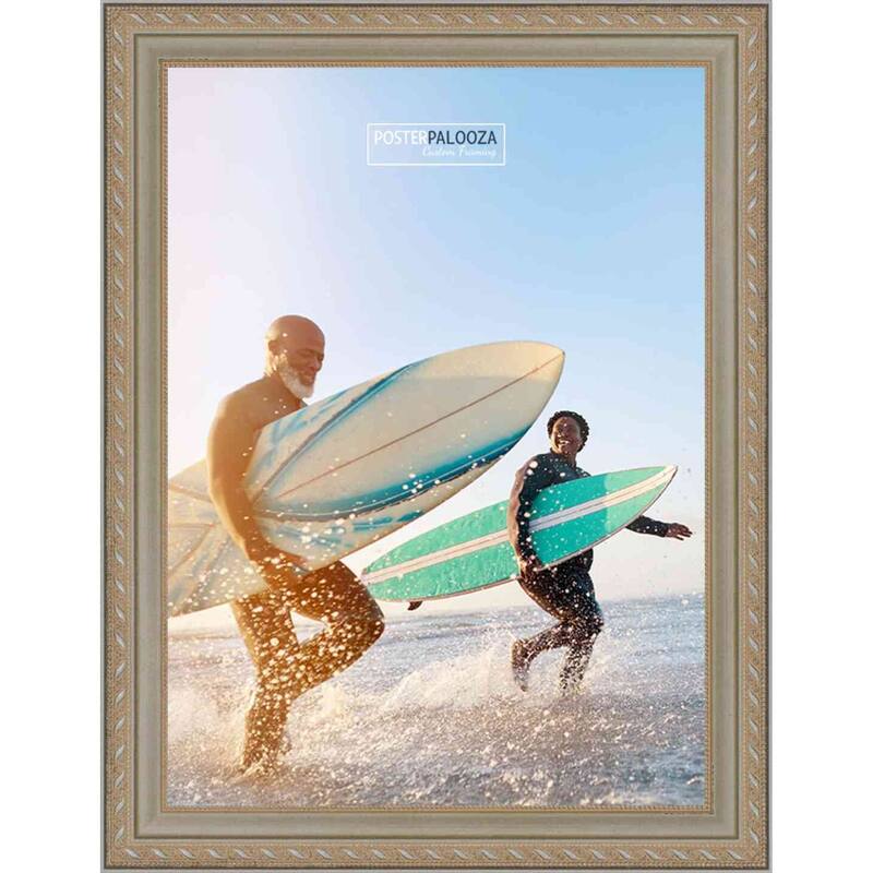 17x23 Traditional Antique Silver Complete Wood Picture Frame with UV Acrylic, Backing, & Hardware