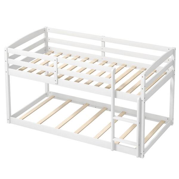 slide 2 of 31, Modern Twin Size Bunk Bed with Ladder and Safety Guardrails White