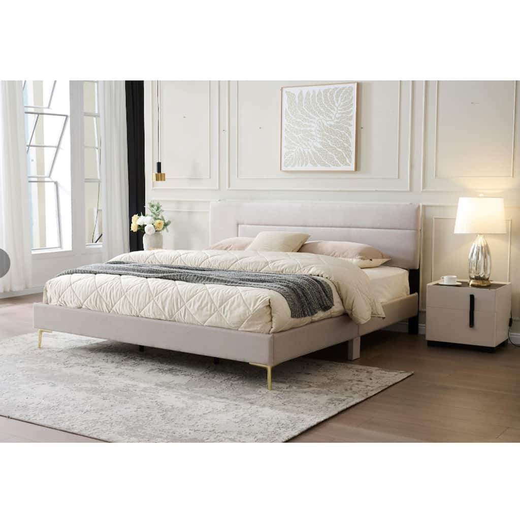 Verona Collection Brown/Gold Wood & Metal Bed Frame Twin to King