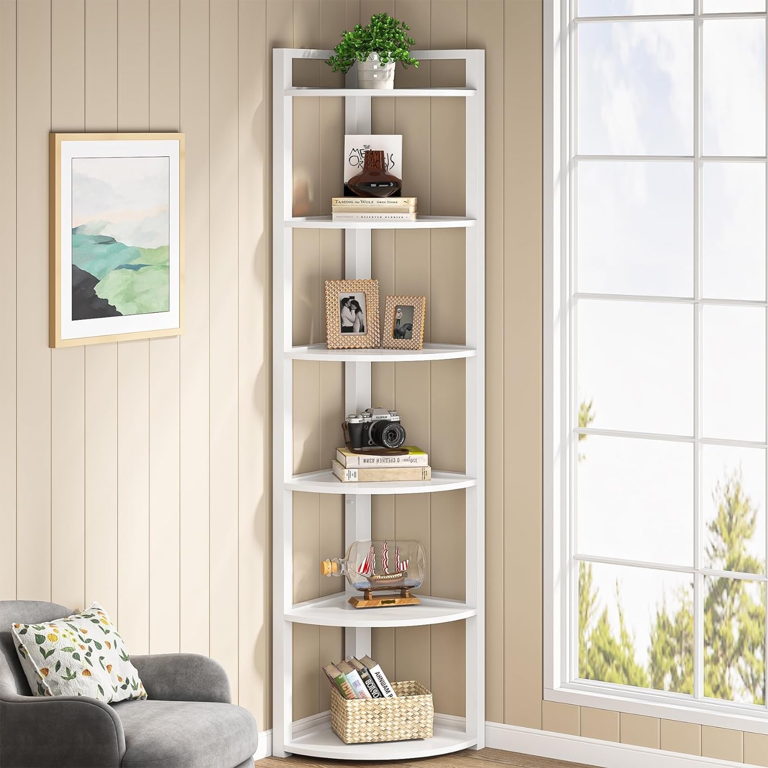 Corner Bookshelf 8-Tier Industrial Bookcase - On Sale - Bed Bath & Beyond -  35289504
