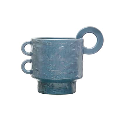 Stoneware Planter with Handles - 9.5"L x 5.9"W x 7.5"H