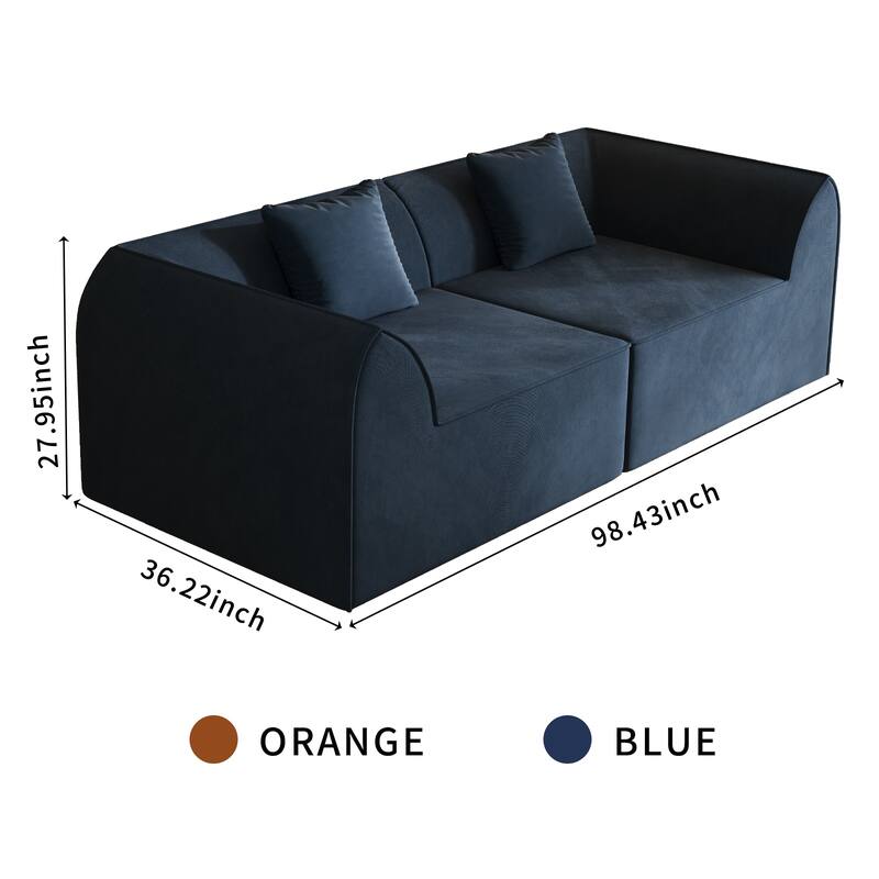 Compressed Memory Foam Sofa with PillowS, 2-Seater Lounger Daybed