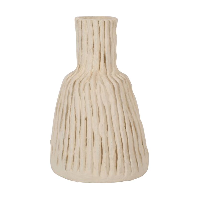 Paper Mache Vase Dia 10" & H 15.8" - OFF-WHITE
