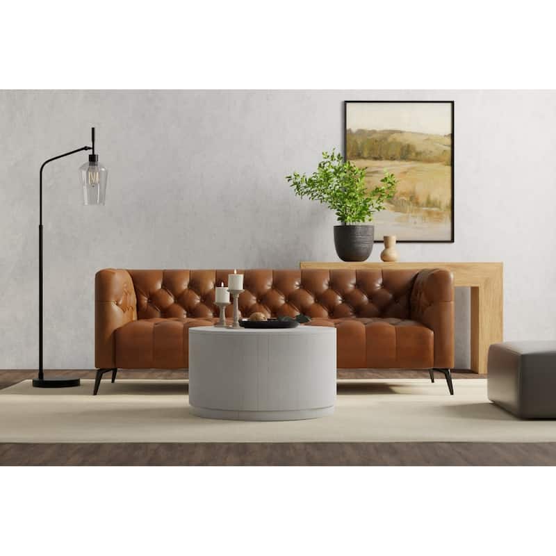 Carolina Living Krissa 30" Round Mango Wood Coffee Table - Whitewash
