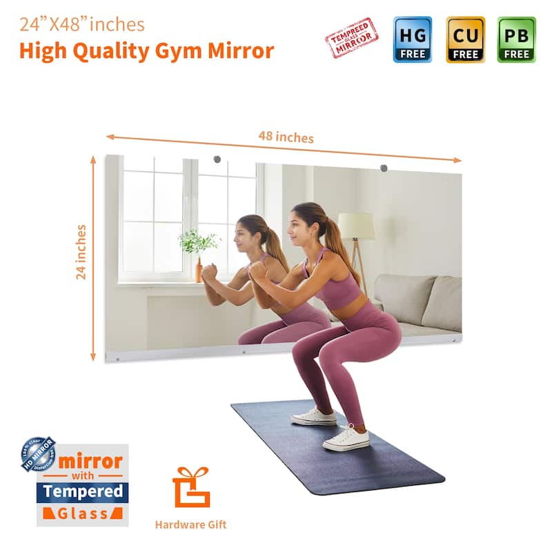 Wall Mirror Home Gym Mirror Dance Studio Mirror Tempered Glass Mirror - 48X24