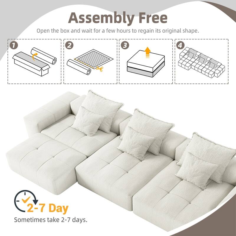 6 PCS DIY Combination Tufted Sofa Modern Oversized Modular Sectional Sofa with 6 Pillows,No Assembly Required
