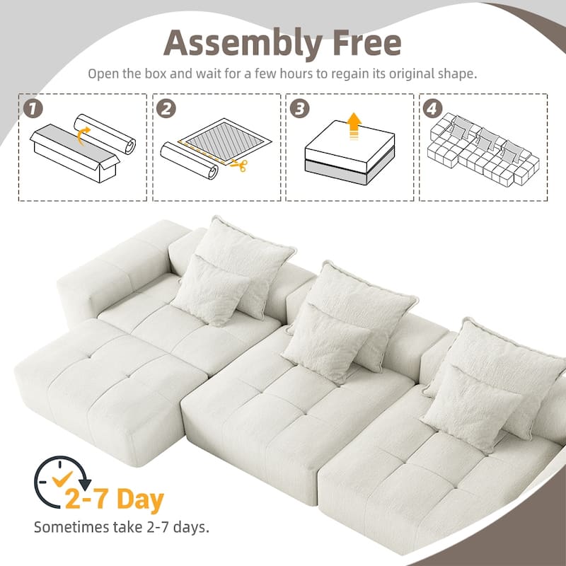 Modern Oversized Modular Sectional Sofa,with 6 Pillows,6 PCS DIY Combination Tufted Sofa
