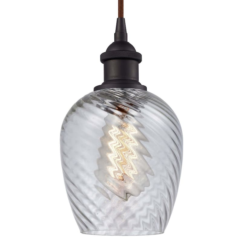 Innovations Lighting Salina Single Light 5" Wide Mini Pendant - Oil Rubbed Bronze / Clear Spiral Fluted