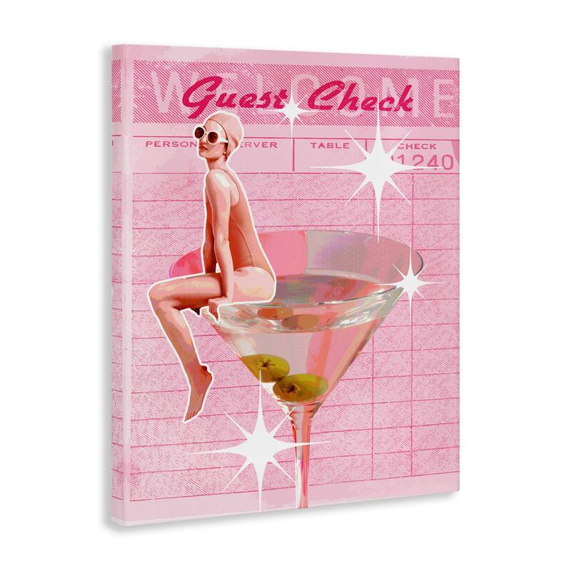 Stupell Retro Restaurant Check Cocktail Canvas Wall Art Design By Lil' Rue