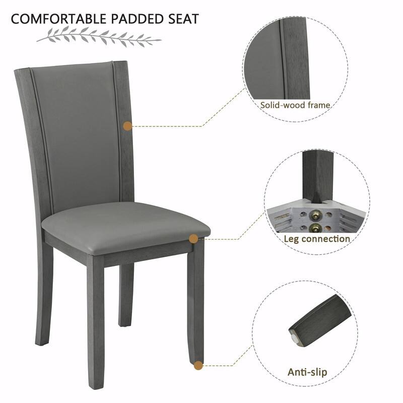 Wooden Dining Chairs Set of 4, Upholstered Side Chairs with Padded Seat for Kitchen & Dining Room