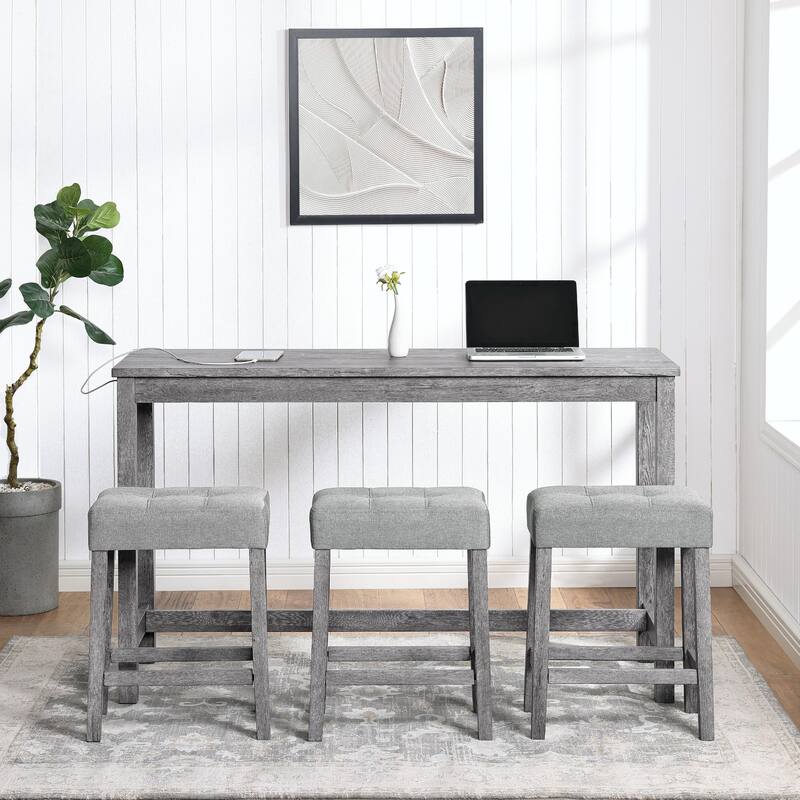 4-Piece Bar Table and Chairs Set, Dining Table Set