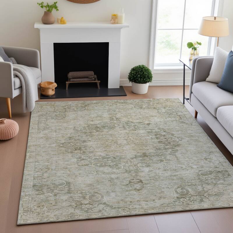 Premium Washable Super Soft Vintage Traditional Mayfield Rug - Sage - 3' x 5'