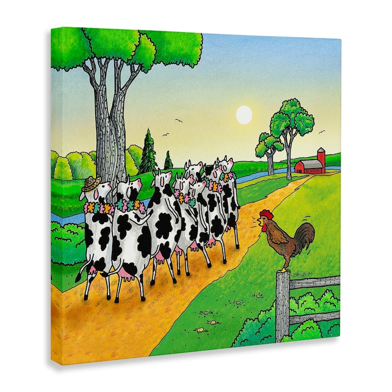 Stupell Funny Cows Come Home Canvas Wall Art Design By Roger Straub