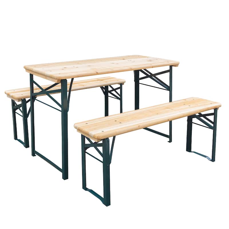 Erommy Metal Folding Outdoor Dining Table, Premium Rectangle Patio Dining Set for Backyard, Porch, Lawn, and Garden