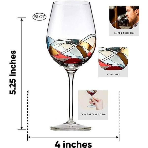 Bezrat Set of 2 Handpainted Red Wine Glasses - Bed Bath & Beyond - 36882955