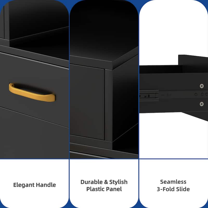 Vanity Desk Makeup Table Light Strip Mirror Dressing - 35.4"L x 15.7"W x 53.5"H