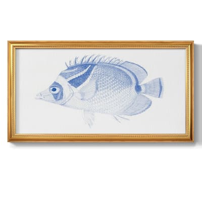 Blue & White Tropical Fish IV Premium Framed Canvas- Ready to Hang