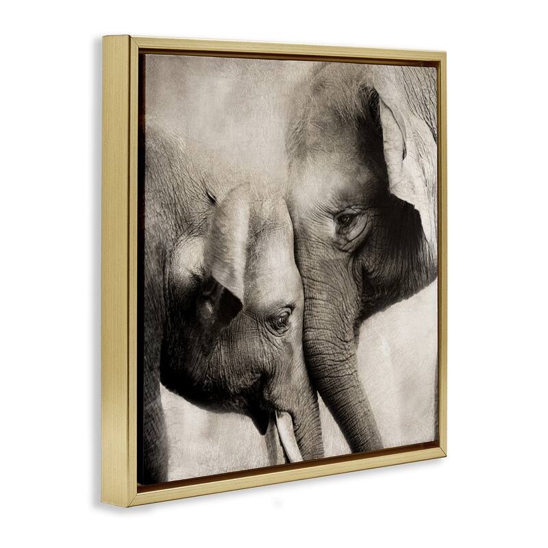 Stupell Elephant & Baby Hug Framed Floater Canvas Wall Art Design By CAD Designs