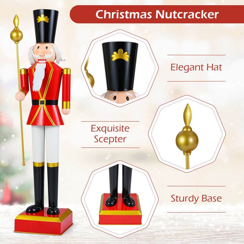 Costway 4’ Christmas Nutcracker with High Hat & Beautiful Scepter, - See Details
