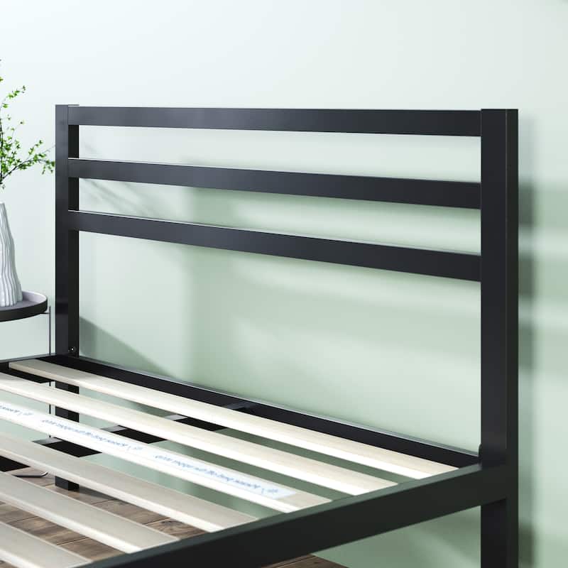Priage by ZINUS Black Metal Platform Bed Frame with Headboard