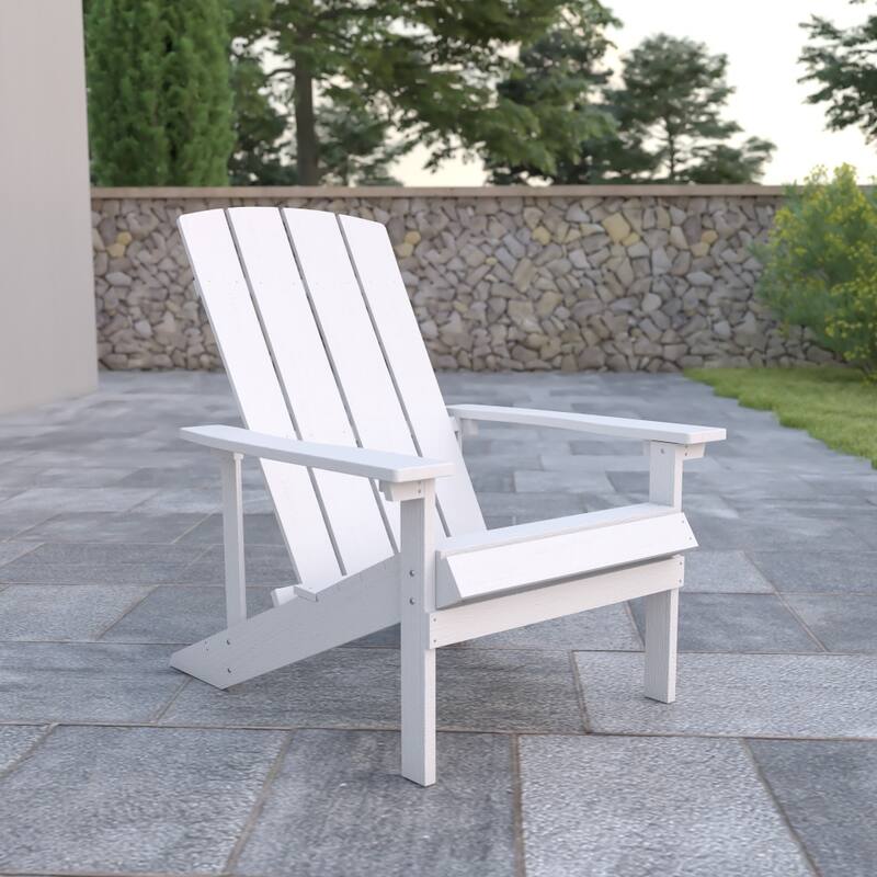 Outdoor All-Weather Poly Resin Wood Adirondack Chair - 29.5"W x 33.5"D x 35"H - White
