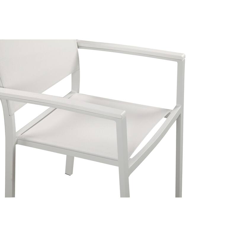 Fifi 21 Inch Set of 6 Dining Chairs, Aluminum Frames, Pure White Fabric