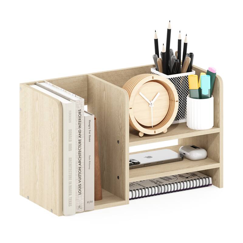 Furinno Hermite Wood Desktop Book and Home Office Supplies Storage Organizer, Espresso