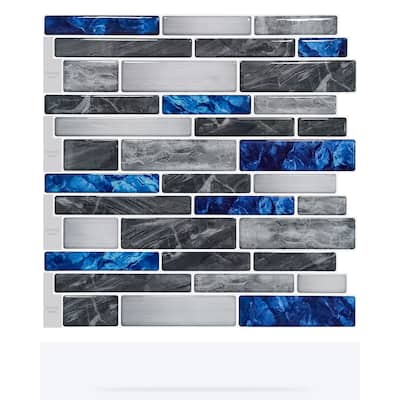 Art3d 12"x12" Vinyl Peel and Stick Backsplash Tile (10-Pack) Marble blue&Gray