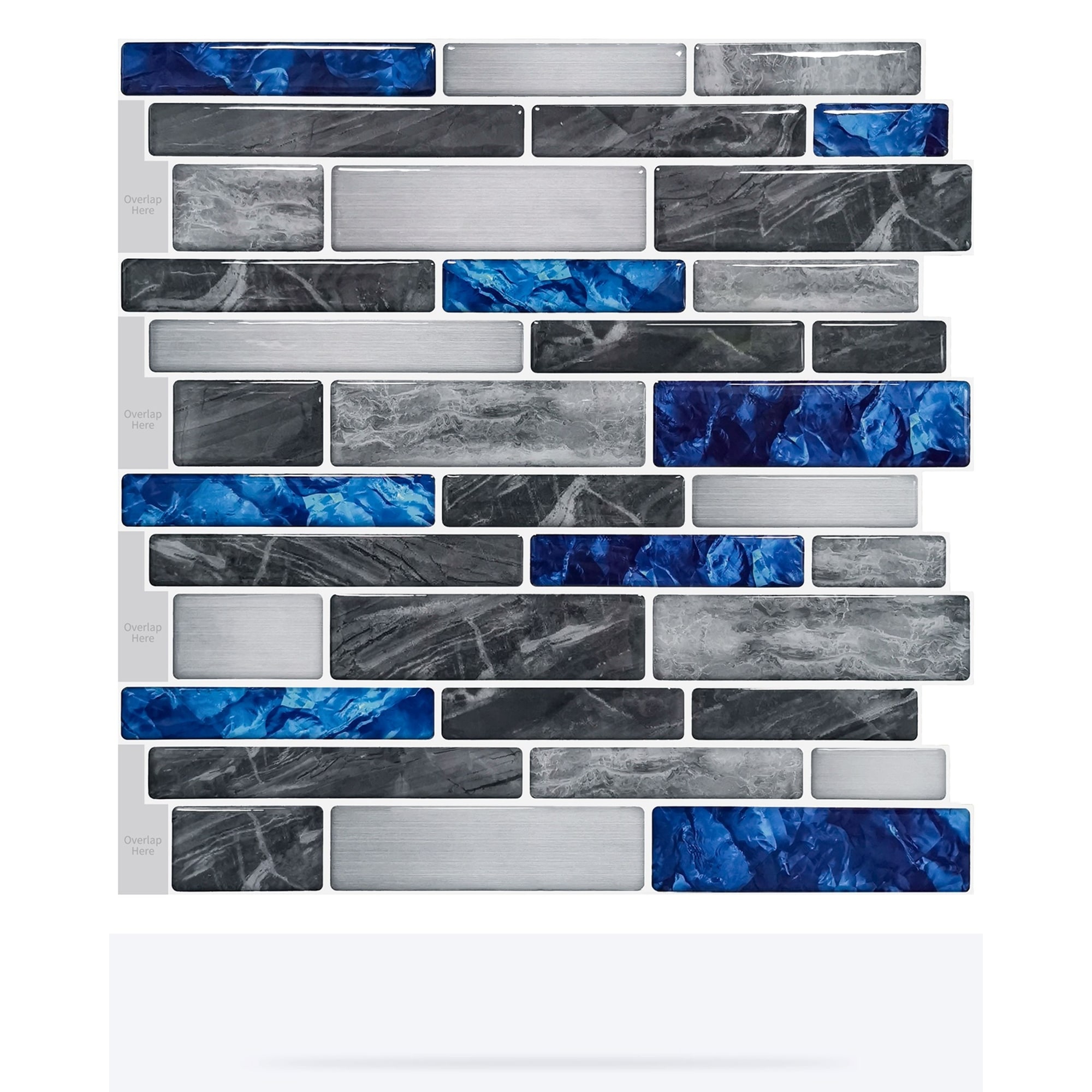 Art3d 12"x12" Vinyl Peel and Stick Backsplash Tile (10-Pack) Marble blue&Gray