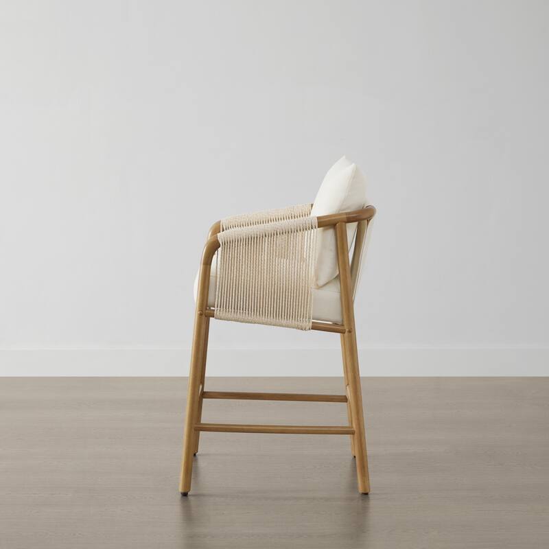 Lynn Counter Height Bar Stool with Braid Wood Arm Set of 2