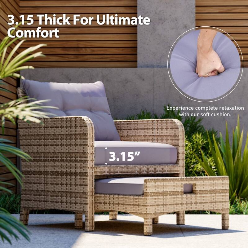 Pamapic 5-Piece Wicker Patio Conversation Set with Ottomans