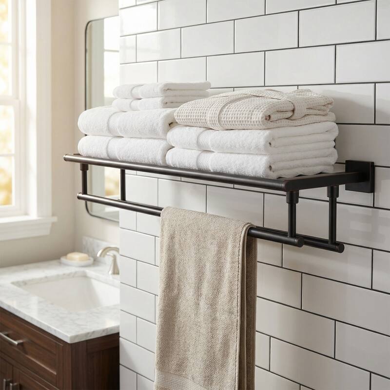 WOWOW Two Towel Holders Wall mounted Towel Rack