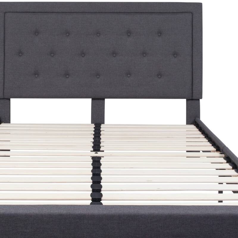 Panel Tufted Upholstered Platform Bed