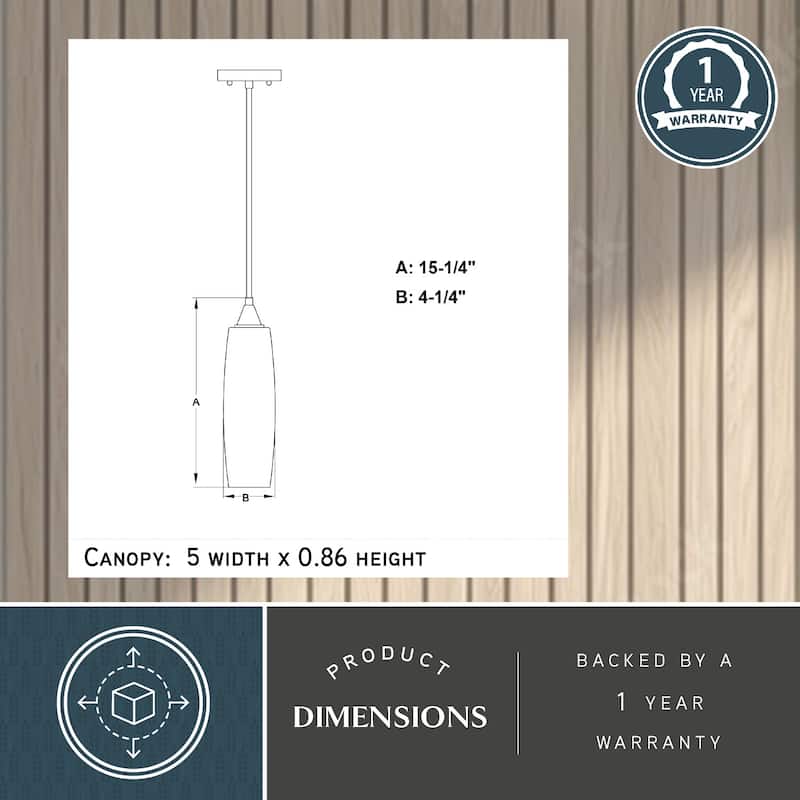 Milano Mini Pendant Ceiling Light Black and White Glass - 4.25-in. W x 15.25-in. H x 4.25-in. D